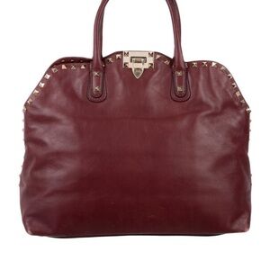 Valentino Dome Rock Stud Cinnamon Leather Tote 
Item#: VAL69649